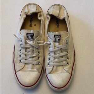 Converse Cream Sneakers with Red Accents